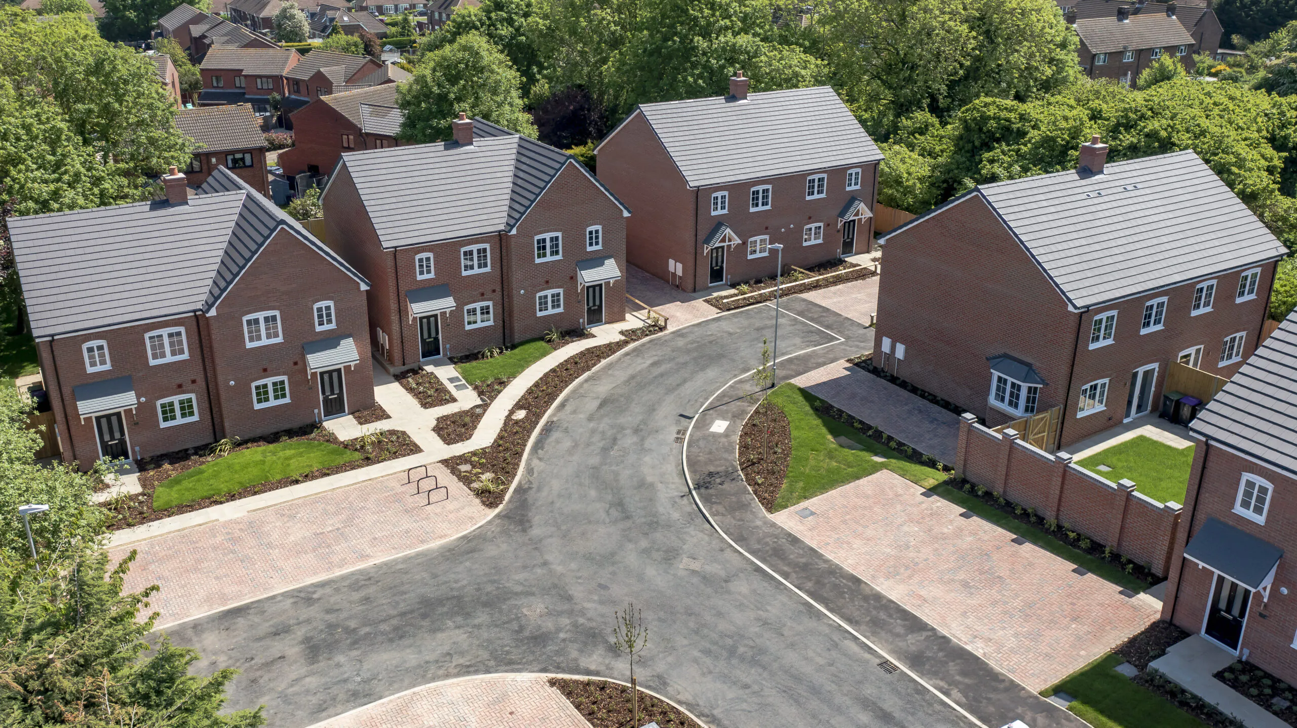 Aerial view of homes at Old Quarry Close in Metheringham