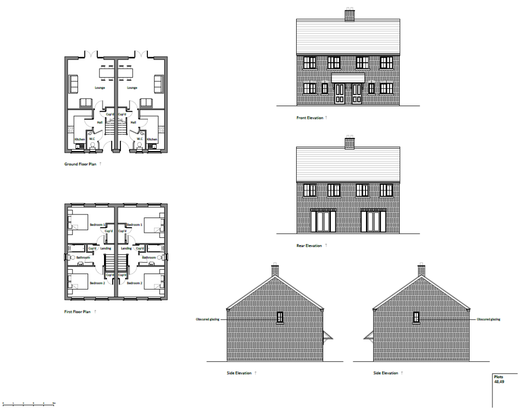 The Ruskington plots 48 & 49 – floor plans and elevations.