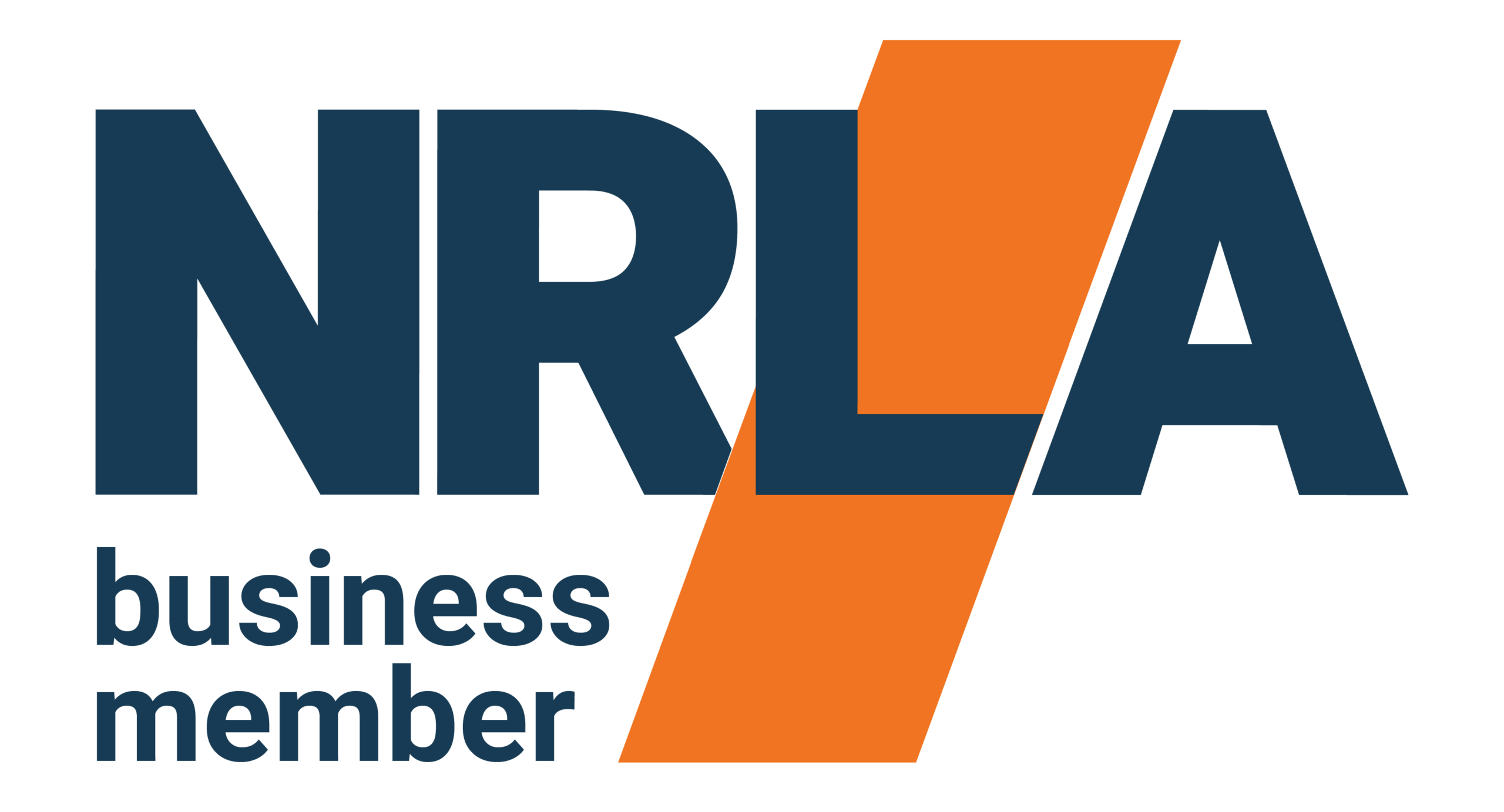 NRLA business member logo with navy lettering and an orange diagonal accent on a white background | Lafford Group