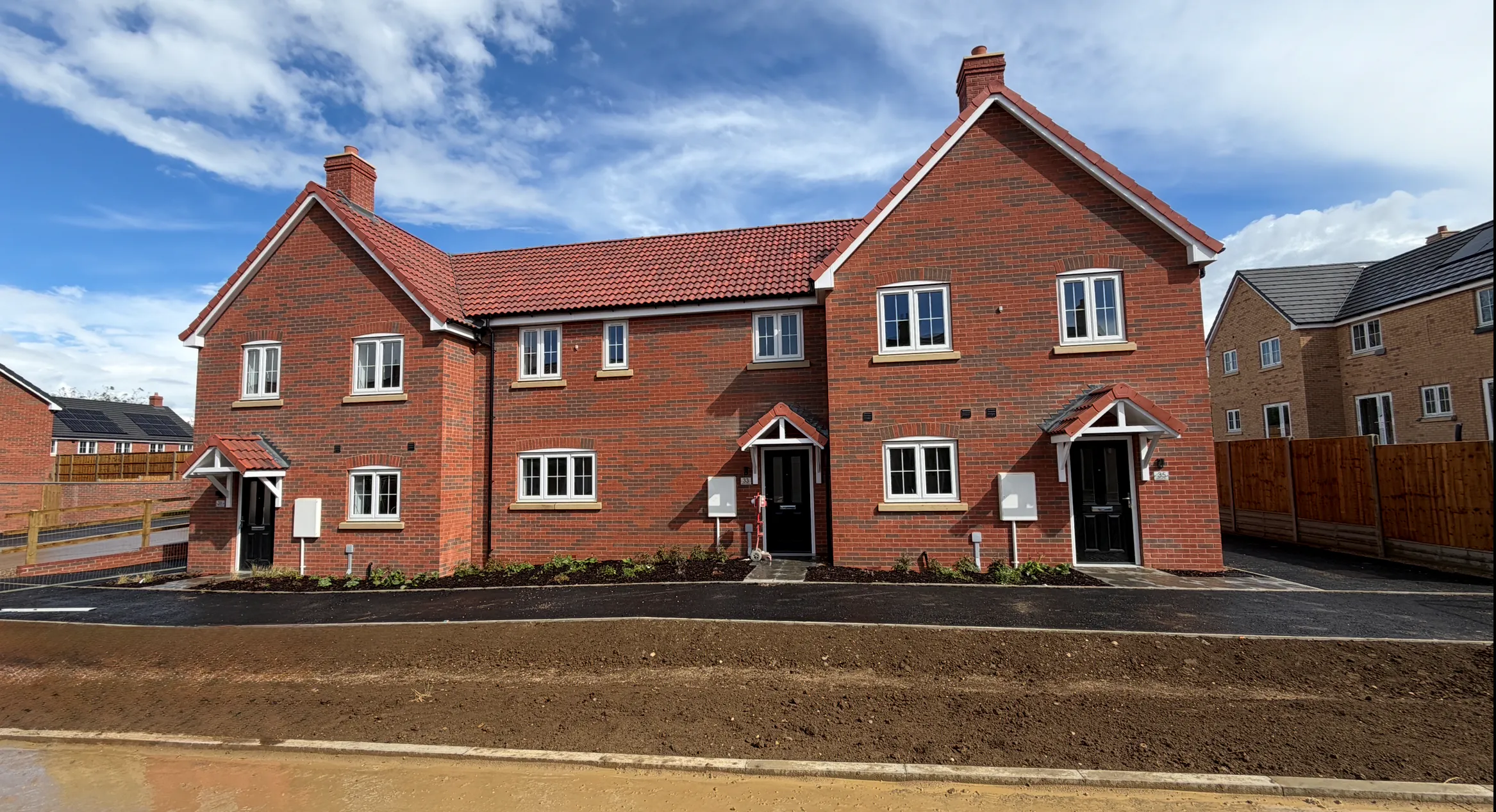 External view of The Bardney homes, Plots 47, 46 and 45 at Beacon Hollow.
