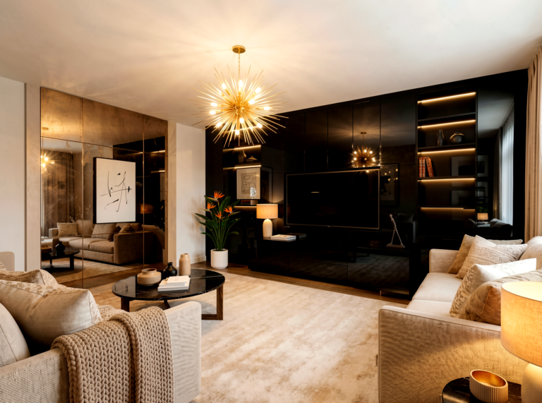 CGI of a typical 5 bedroom Lafford New Homes living room at The Orchards, Greylees