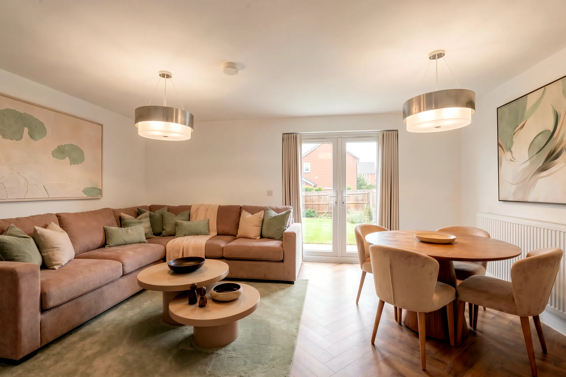CGI of a living and dining room in a typical 4 bedroom semi-detached Lafford New Homes property at The Orchards, Greylees.