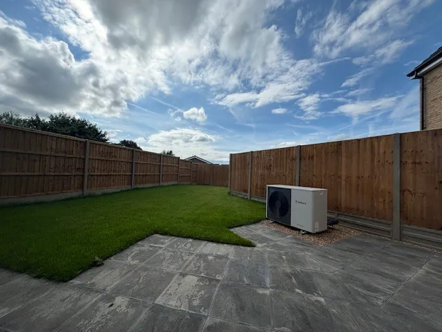 Private rear garden with patio area at Plot 3 The Crowland, Beacon Hollow, Washingborough.